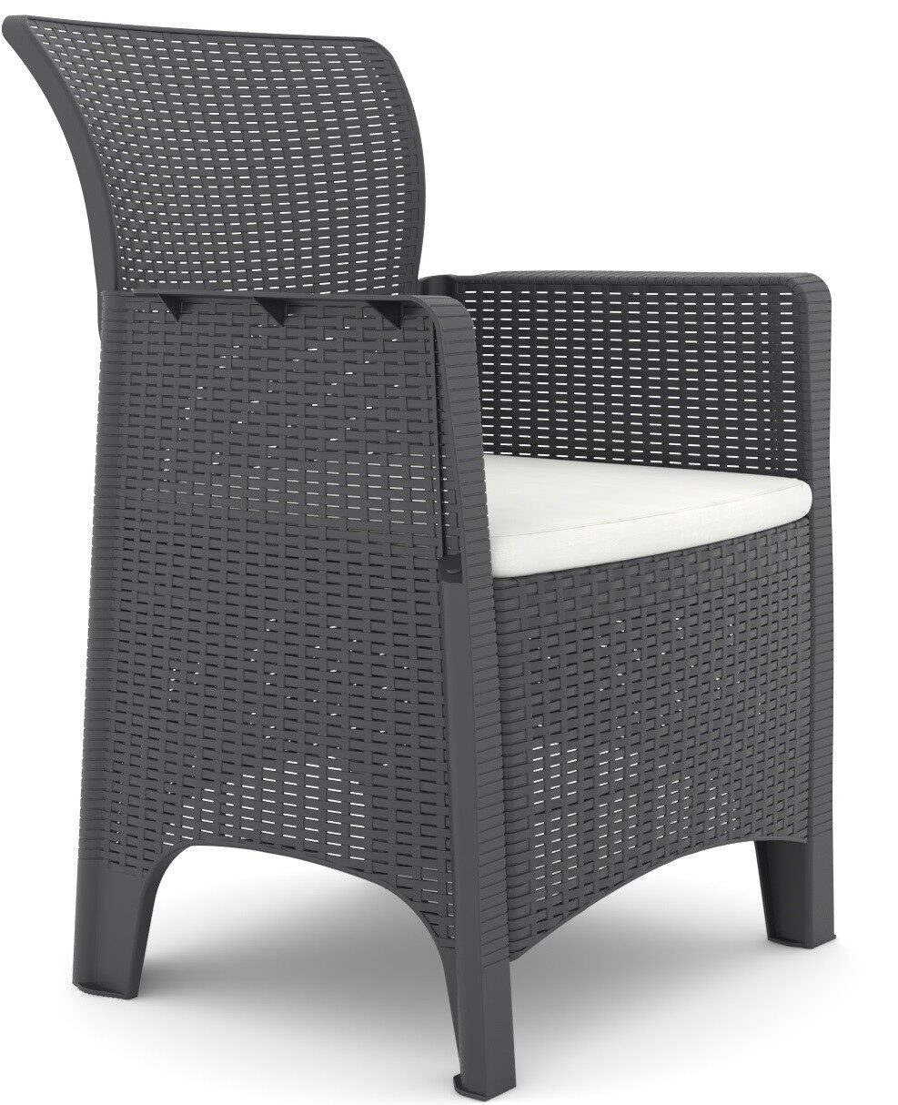 Sillón ILEÓN, polipropileno antracita, cojín beige