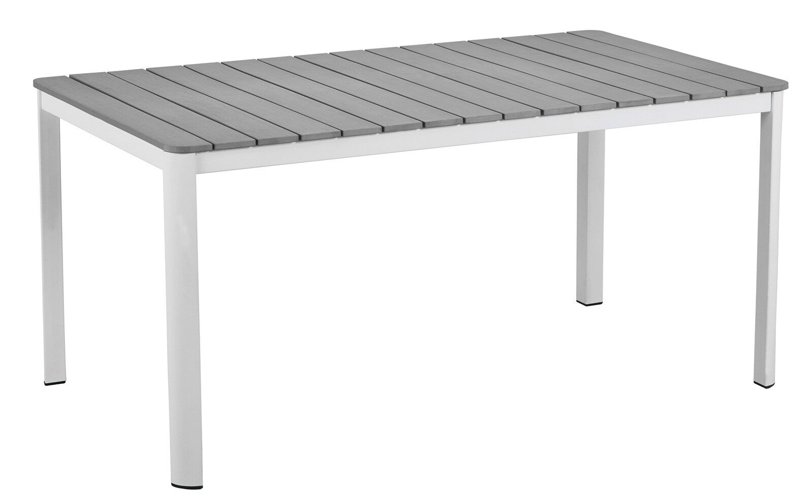 Mesa GARIBALDI, metal blanco, tablero polywood gris, 160 x 90 cms.