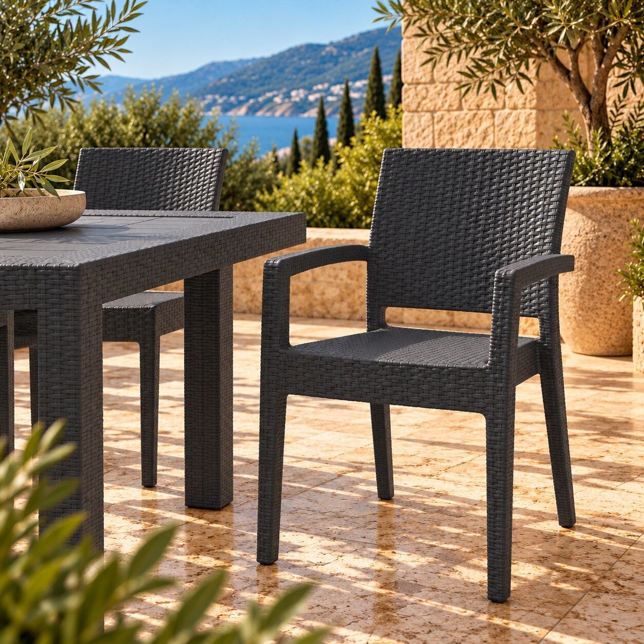 Sillón LIDO, apilable, polipropileno antracita
