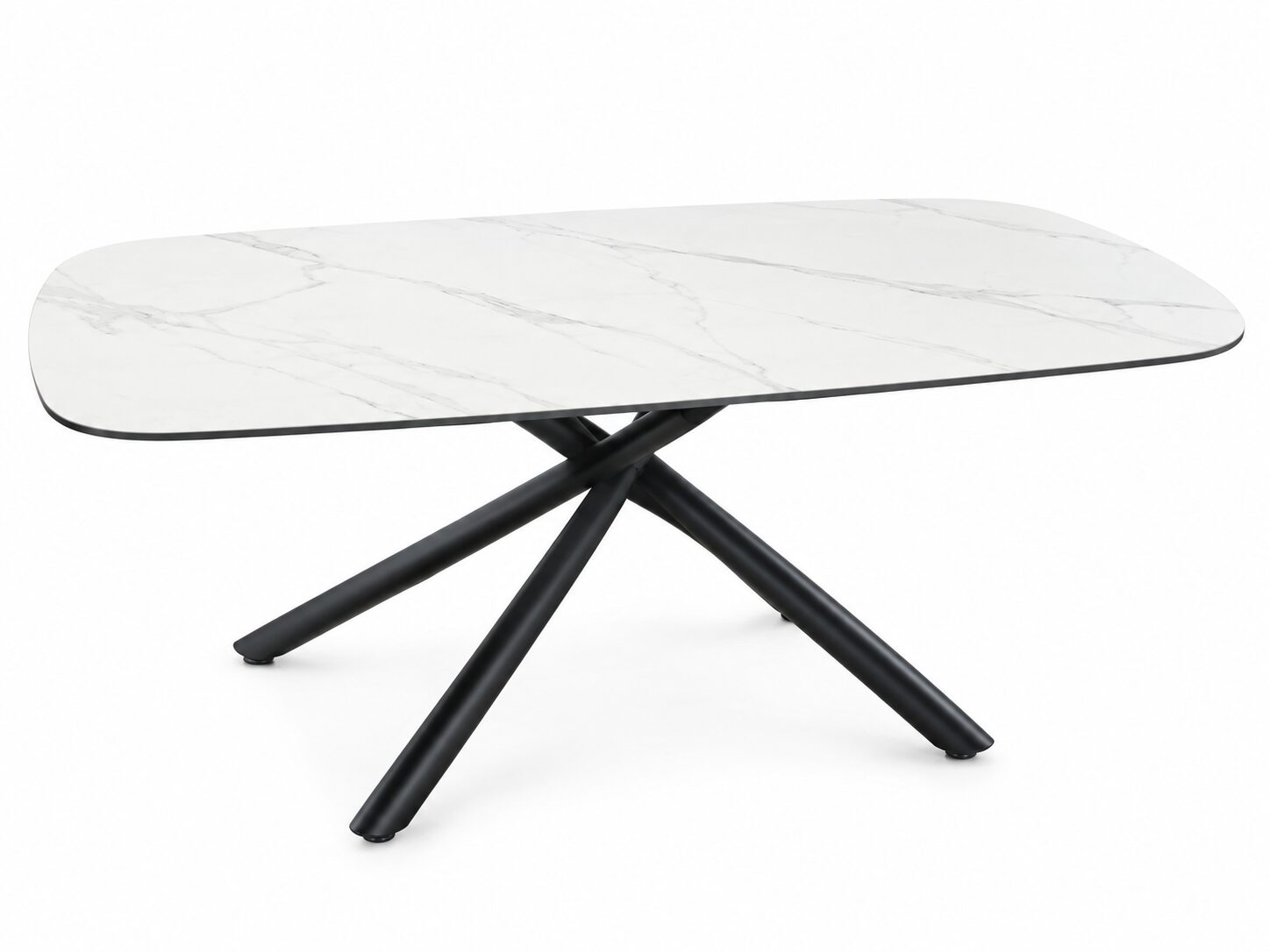 Mesa JAZZ-CE, metal negro, tapa cerámica con imitación mármol, 160×90 cms