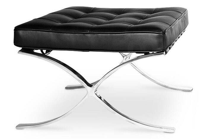 Ottoman BARNA (T), acero inoxidable, similpiel negra