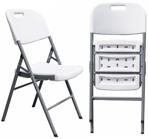 Silla BEACH NEW, plegable, metal, gris, polietileno blanco