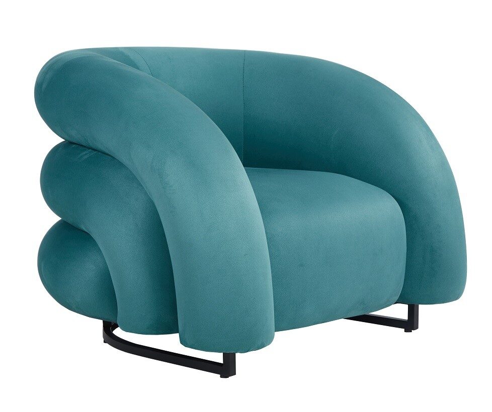 Sillón KARLOVY, tapizado velvet turquesa