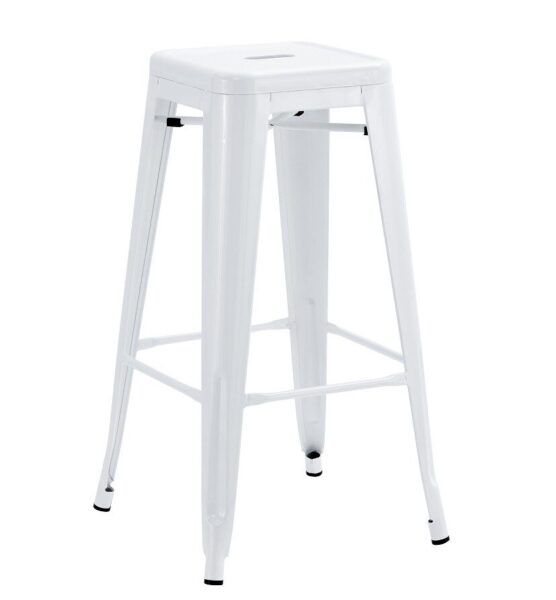 Taburete TOL EK LIMITED, acero, blanco