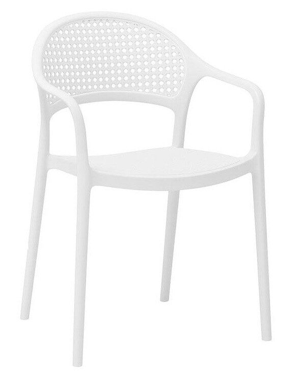 Sillón CASCAIS, apilable, imitación ratán, polipropileno blanco
