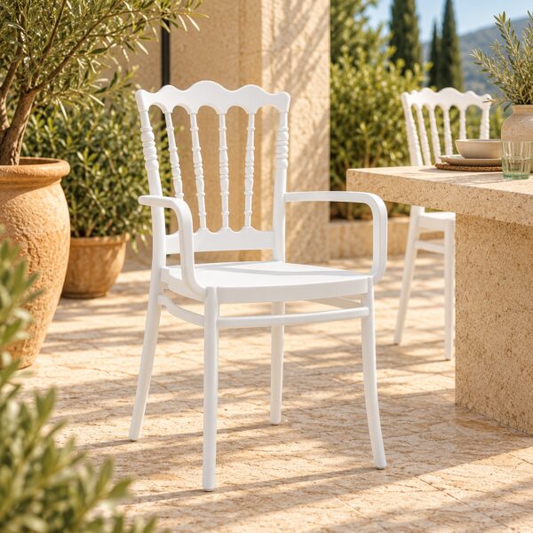 Sillón WEDDING, apilable, polipropileno blanco