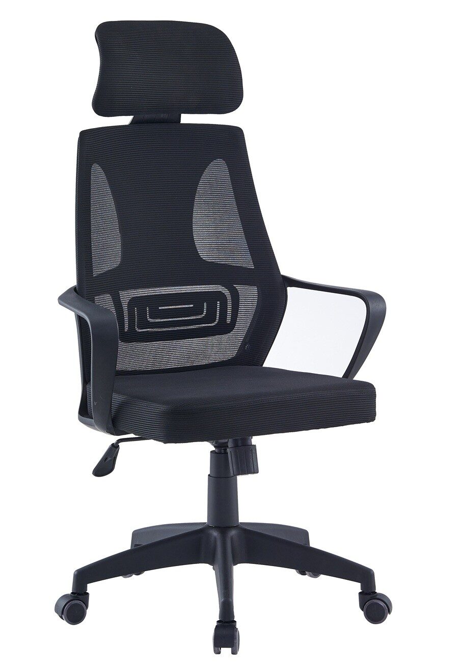 Sillón de oficina SETÚBAL, alto, negro, malla y asiento negro