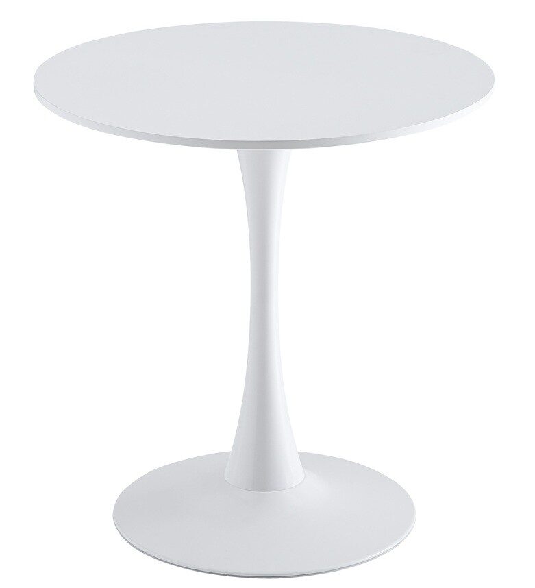 Mesa TUL (SI), base de metal, tapa lacada blanca, 70 cms de diámetro