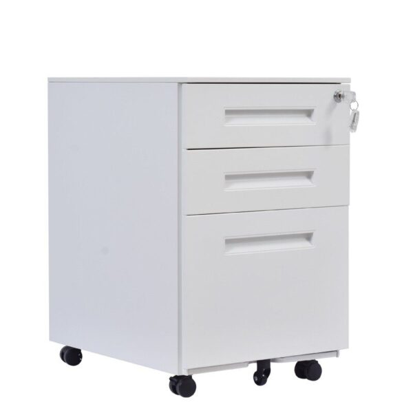 Cajonera metálica OLIMPO 2C1A, ruedas, 3 cajones, gris ral 7035.
