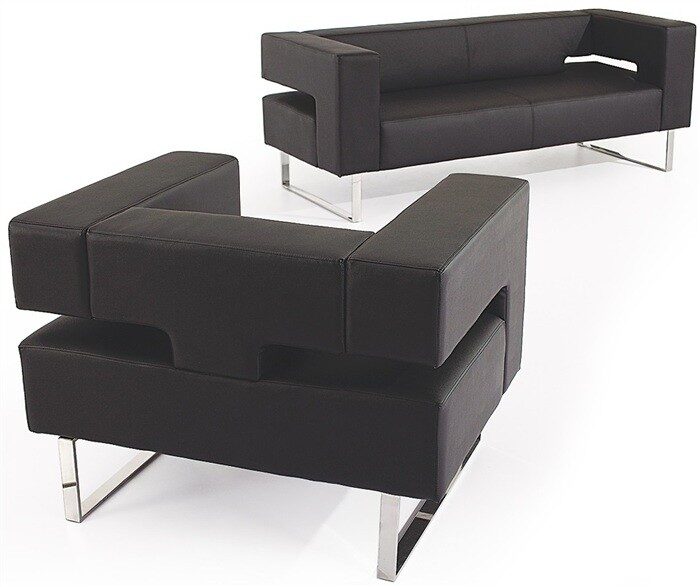 Sillón ADRIANO, similpiel negra