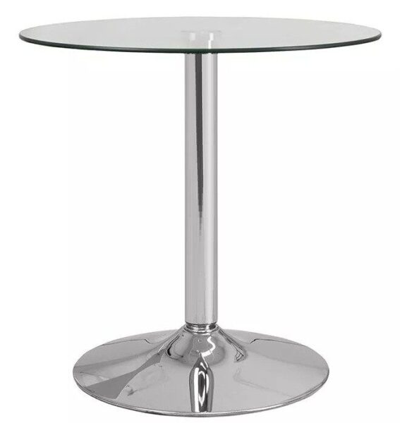 Mesa BERNIE 60R, cromada, cristal templado 60 cms diámetro
