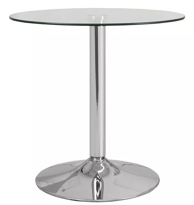 Mesa BERNIE 60R, cromada, cristal templado 60 cms diámetro