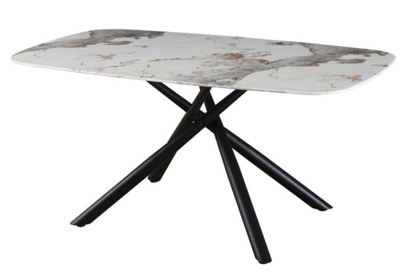 Mesa JAZZ, metal negro, tapa de cristal templado, 160×90 cms