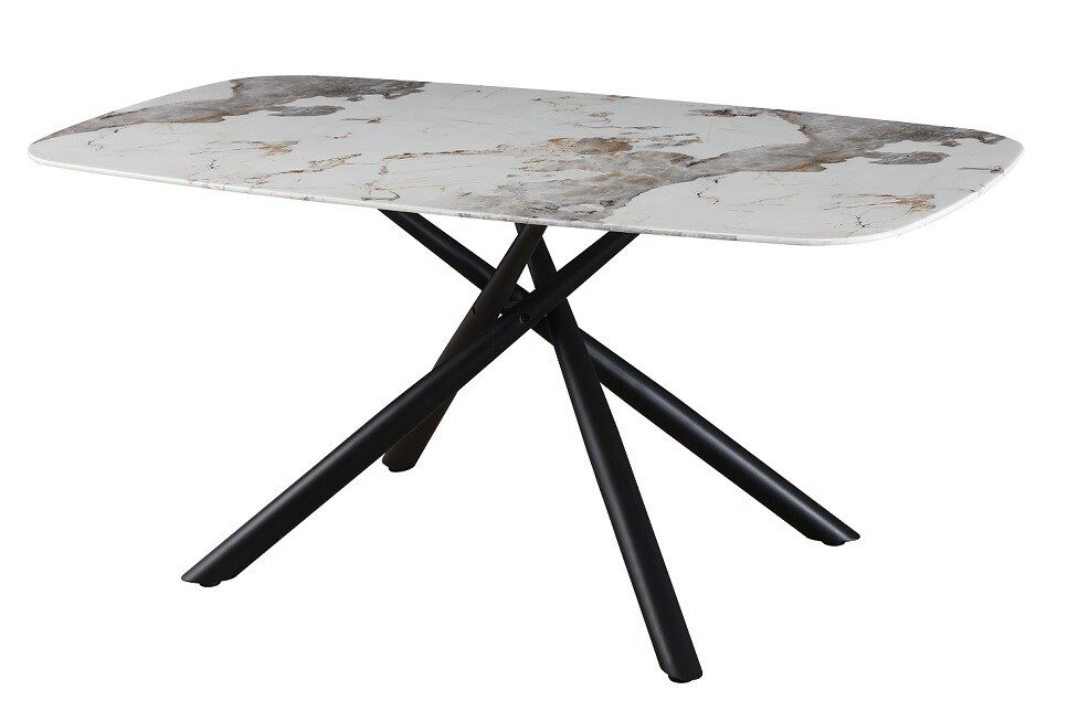 Mesa JAZZ, metal negro, tapa de cristal templado, 160×90 cms