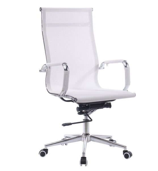Sillón de oficina IGOR, alto, regulación de altura, basculante profundo, malla blanca