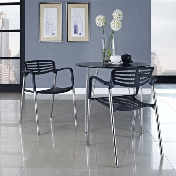 Sillón ALBENIZ, cromado, polipropileno negro